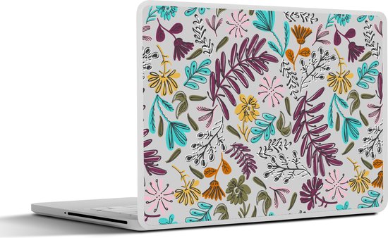Autocollant pour ordinateur portable - 17,3 pouces - Fleurs - Feuilles - Motif - 40x30cm - Autocollants pour ordinateur portable - Peau pour ordinateur portable - Couverture