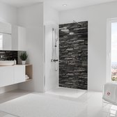 Schulte badkamer achterwand - steen antraciet - 100x210 - zelf inkortbaar en zelfklevend - wanddecoratie - muurdecoratie - badkamer wandpanelen