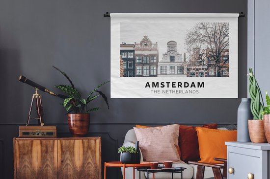 Wandkleed - Wanddoek - Nederland - Amsterdam - Huis - 150x100 cm - Wandtapijt
