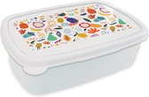 Broodtrommel Wit - Lunchbox - Brooddoos - Fruit - Wit - Pastel - Planten - Watermeloen - 18x12x6 cm - Volwassenen