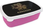 Broodtrommel Roze - Lunchbox - Brooddoos - Plattegrond - Stadskaart - Kaart - Eindhoven - Nederland - 18x12x6 cm - Kinderen - Meisje