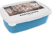 Broodtrommel Blauw - Lunchbox - Brooddoos - Spanje - Barcelona - Architectuur - 18x12x6 cm - Kinderen - Jongen