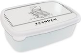 Broodtrommel Wit - Boîte à lunch - Boîte à pain - Carte - Zaandam - Zwart Wit - Plan de la ville - Carte - Pays- Nederland - 18x12x6 cm - Adultes