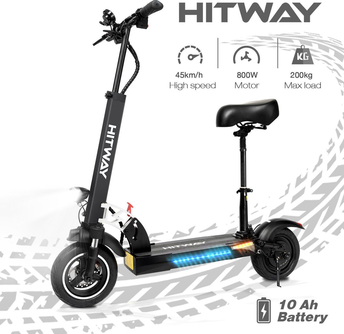 Scooter électrique pliable Hitway E-scooter, 10 Ah, 800 W, Avec selle -  Zwart