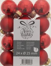 Kerstballen 24stuks - Glanzende Kerstballen - Klassieke Kerstballen - Kerst Decoratie - Kerstballen 25mm - Xmas Balles 24 x 25mm