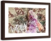 Foto in frame Vrouw in jurk Happy, 120x80, multi-gekleurd