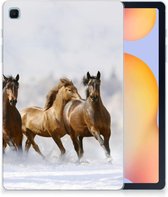 Siliconen Back Cover Geschikt voor Samsung Galaxy Tab S6 Lite | Tab S6 Lite 2022 Hoesje Paarden met doorzichte zijkanten