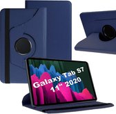 Hoes Geschikt voor Samsung Galaxy Tab S7 2020 (SM-T870 T875) 360° Draaibare Hoes Donker Blauw