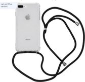 Telefoonhoesje met koord  iPhone 7/8 Plus – Zwart  - Inclusief Microfiber Doekje - Telefoonkoord – Telefoonhoes – Backcover met Koord – Telefoon Koord – Telefoonketting – Telefoonh
