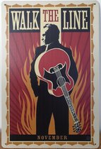 Walk the Line Johnny Cash November Reclamebord van metaal METALEN-WANDBORD - MUURPLAAT - VINTAGE - RETRO - HORECA- BORD-WANDDECORATIE -TEKSTBORD - DECORATIEBORD - RECLAMEPLAAT - WANDPLAAT - NOSTALGIE -CAFE- BAR -MANCAVE- KROEG- MAN CAVE