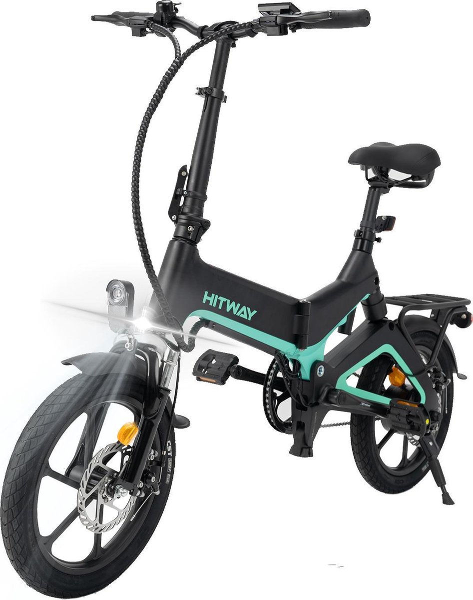 Hitway 14F005 Elektrische Fiets E-bike | Opvouwbaar | 250W Motor | 7.5Ah | 16" | Zwart / Groen