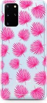 Samsung Galaxy S20 Plus hoesje TPU Soft Case - Back Cover - Pink leaves / Roze bladeren