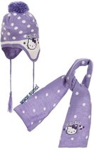 Hello Kitty - Winterset - Muts & Sjaal - Violet - Hoofdomtrek: 48 cm - 100% Acryl