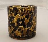 Glass Round Vase dia 12cm x12cm brown spotted