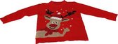 Kersttrui - Rudolf - Rood - Polyester - Maat 110/116 -Foute kersttrui - Christmas sweater – Kersttrui - Kerst cadeau – Kerstcadeau – Kerstmis - Wollen trui – Trui – Feestelijk - Wa