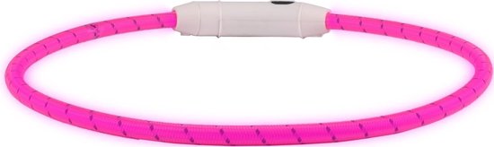 Visio light led halsband nylon reflecterend roze 33/63,5 cm 8 mm Flamingo