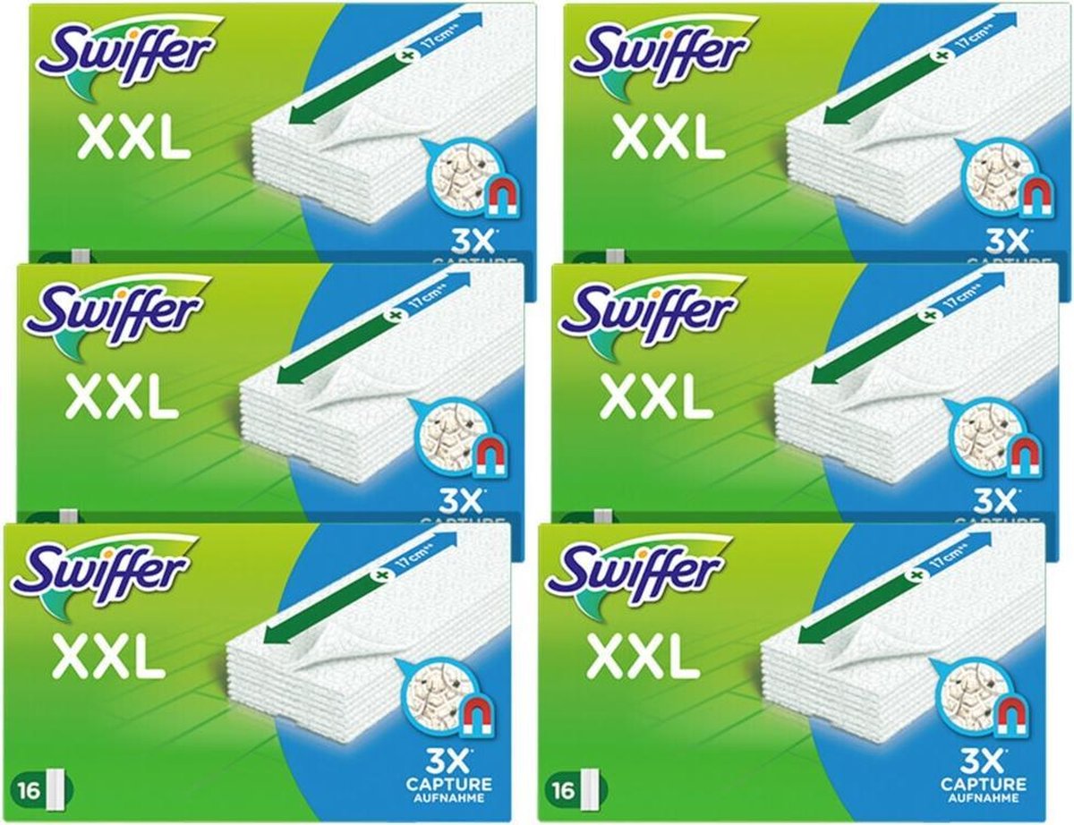 Swiffer Vloerreiniger XXL Droge Doekjes - Voordeelverpakking 6 x 16 Navullingen - Swiffer