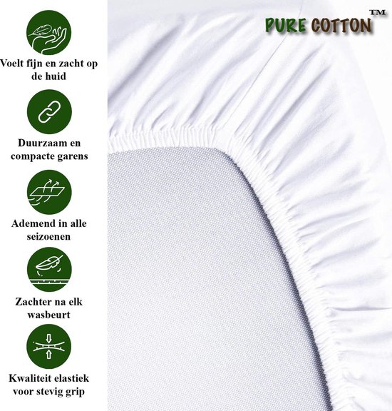 r-up Beste Hoeslaken 120x200-130x220 tot 35cm hoogte vele kleuren 95% Katoen / 5% Elastaan 230g/m² (wit