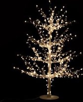 J-Line Kerstboom kaal + parel metaal - wit - LED lichtjes - small