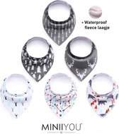 Set van 6 stuks | Bandana kwijl Slabbetjes jongens pijltjes hert |WATERPROOF fleece laag achterzijde | Baby en peuter slab | puntslab | Stoere Puntsjaaltjes | Slabber Verstelbaar in 2 maten |