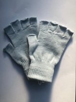 Vingerloze verkleed handschoenen voor volwassenen - grijs blauw - Unisex - Gebreid - '80s / jaren 80 - grijs blauw handschoen zonder vingers - Voor dames en heren
