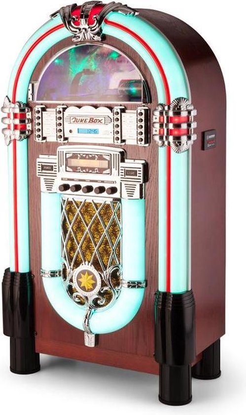 Graceland TT Jukebox Bluetooth Phono CD USB SD MP3 AUX FM, style années 50,  égaliseur... | bol.com