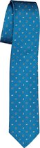 Pelucio stropdas - turquoise met wit dessin - Maat: One size