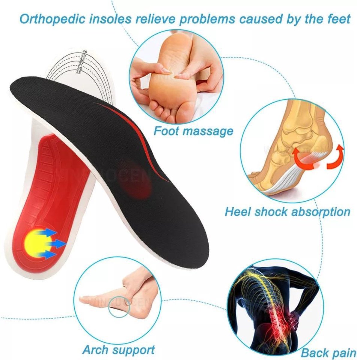 Premium orthese gel inlegzolen orthopedische platte voet gezondheid zool pad voor schoenen insert arch support pad voor plantaire fasciitis unisex Schoenen Inlegzolen & Accessoires Inlegzolen 