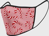 Roze sweet cane X-mas design mondkapje wasbaar | Stoffen mondkapjes met print | Wasbare Mondkapjes | Mondkapjes | Uitwasbaar | Herbruikbare Mondkapjes | Herbruikbaar | Ov geschikt | Mondmaske