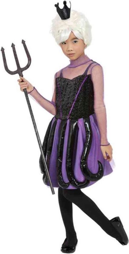 Smiffy's - Heks & Spider Lady & Voodoo & Duistere Religie Kostuum - Octopus Heks Ursula - Meisje - Paars, Zwart - Small - Halloween - Verkleedkleding