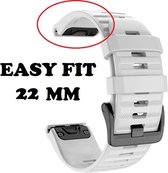Firsttee - Siliconen Horlogeband - EASY FIT - Voor GARMIN - WIT - 22 MM - Horlogebandjes - Sporthorloge - Easy Click - Garmin - S60 - S62 - Fenix 5 - Forerunner 935 - Fenix 6 (Pro)
