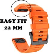 Firsttee - Siliconen Horlogeband - EASY FIT - Voor GARMIN - ORANJE - 22 MM - Horlogebandjes - Quick Release - Easy Click - Garmin - S60 - S62 - Fenix 5 - Forerunner 935 - Fenix 6 (