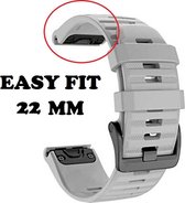 Firsttee - Siliconen Horlogeband - EASY FIT - Voor GARMIN - GRIJS - 22 MM - Horlogebandjes - Sporthorloge - Easy Click - Garmin - S60 - S62 - Fenix 5 - Forerunner 935 - Fenix 6 (Pr