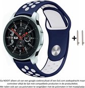 Blauw Wit Siliconen sporthorlogebandje voor 20mm Smartwatches - zie compatibele modellen van Samsung, Pebble, Garmin, Huawei, Moto, Ticwatch, Citizen en Q – Maat: zie maatfoto – 20