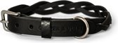 Cooper & Quint Twisted - Halsband hond gevlochten leer - Zwart Medium