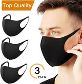 Masque facial Masque buccal lavable Mondkapjes Zwart Non médical - Set de 3