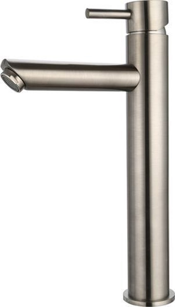 Blue Brush wastafelkraan hoog geborsteld gunmetal