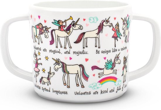 Eenhoorn kinder servies set melamine vakjesbord + trainingsbeker + bestek - Tyrrell Katz van Tyrrell Katz — afbeelding 4