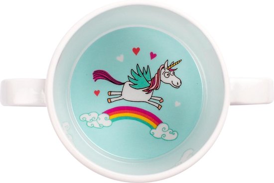 Eenhoorn kinder servies set melamine vakjesbord + trainingsbeker + bestek - Tyrrell Katz van Tyrrell Katz — afbeelding 2