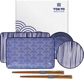 Tokyo Design Studio Nippon Blue Sushi Servies - Porselein - 6 delig - 2 persoons