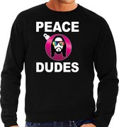 Hippie jezus Kerstbal sweater / Kersttrui peace dudes zwart voor heren - Kerstkleding / Christmas outfit M