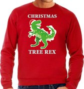 Christmas tree rex Kerstsweater / Kersttrui rood voor heren - Kerstkleding / Christmas outfit S