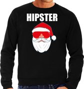 Foute Kerst sweater / Kersttrui Hipster Santa zwart voor heren- Kerstkleding / Christmas outfit 2XL