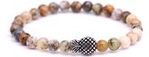 FortunaBeads Piney Moss Agate Armband Heren – Bruin – Large 20cm