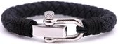 Bracelet FortunaBeads Nautical S2 Acier Noir - Homme - Corde - Grand 20cm