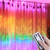 Dolami Lichtgordijn Kerstverlichting Met Afstandsbediening - 3x2,8 Meter - Multicolor - 8 Lichteffecten - Voor Binnen En Buiten