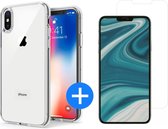 iPhone X Hoesje Transparant  - iPhone Xs Hoesje Transparant - Apple iphone X|Xs Siliconen Hoesje Case Back Cover - Clear + 1x iPhone X|Xs  Screenprotector Tempered Glass Screen Protector Glas