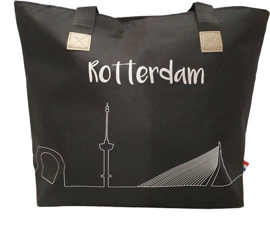 Met name Sociologie Chip Rotterdam Skyline Boodschappentas/Strandtas/Shopper met Rits - Tas Rotterdam  - Lange... | bol.com