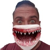 Grappig tanden mondkapje - haai - haaienbek - herbruikbare mondkapjes - mondmaskers - wasbaar - niet medisch mondmasker - polyester - geschikt voor ov - herbruikbaar - reusable - wasbaar - masker