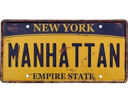 Signs-USA - Souvenir kentekenplaat nummerbord Amerika - verweerd - 30,5 x 15,3 cm - Manhattan - New York